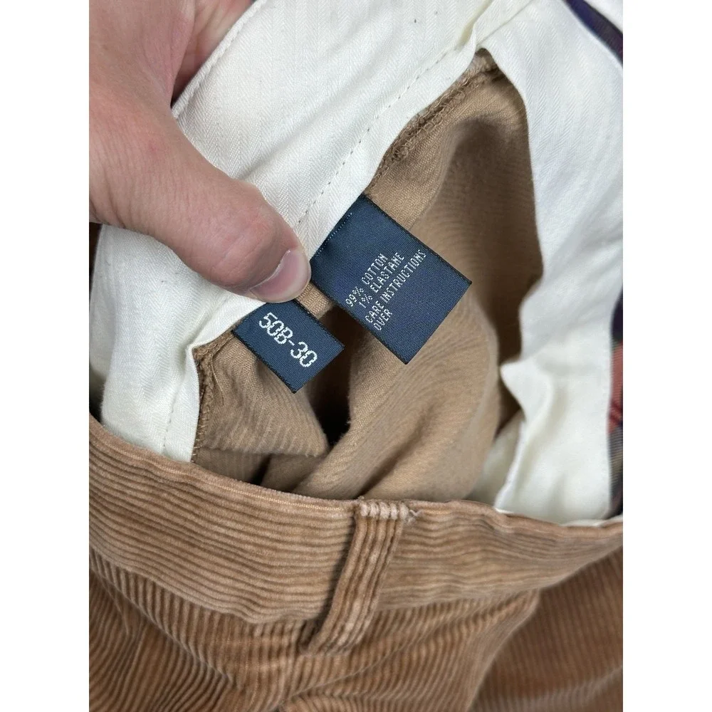 Vtg Polo Ralph Lauren Big Andrew Pants 50Bx30 Brown Corduroy Pleated Classy